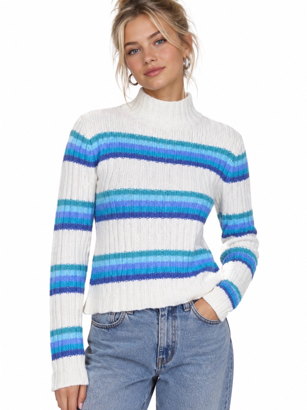 J.Crew Multicolor Striped
Turtleneck Wool Sweater Vintage y2k 2000 M